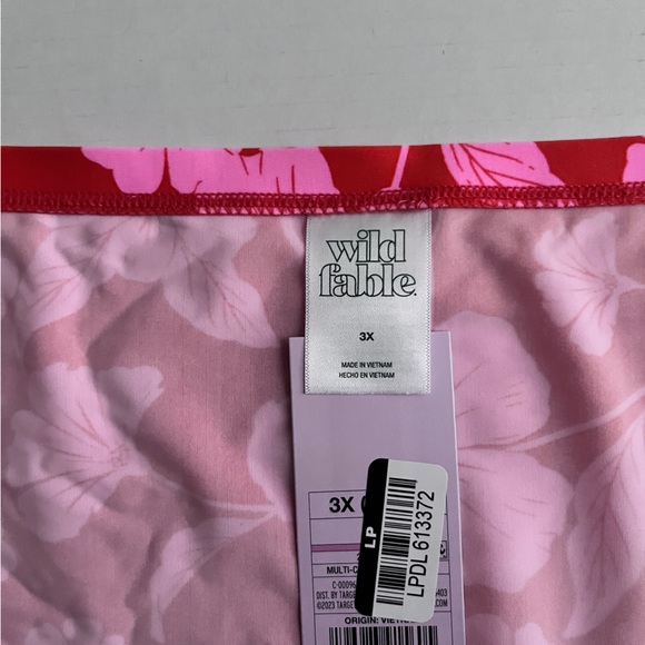 Wild Fable Pink Floral Bralette Cheeky Bikini Set & Cover Up 3PC Women 2X 3X NEW - Picture 10 of 12